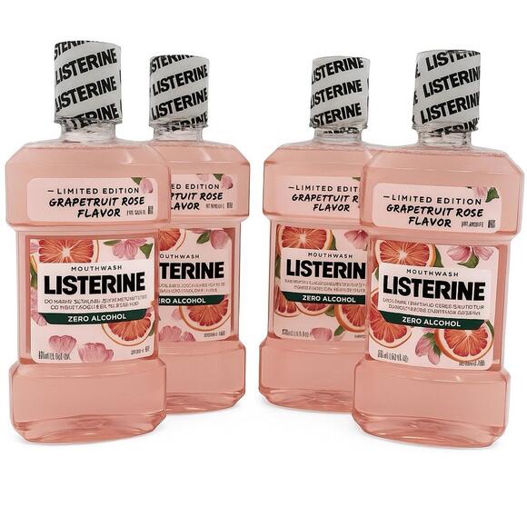 LISTERINE Grapefruit Rose Mouthwash 500ml Alcohol-Free Limited Edition! 4 Pack